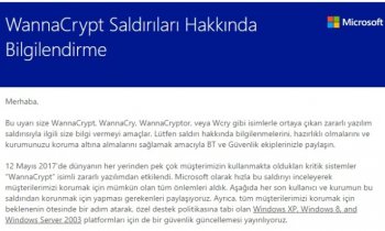 WannaCrypt Saldırıları Hakkında Bilgilendirme